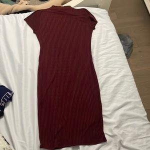 A red and black striped dress